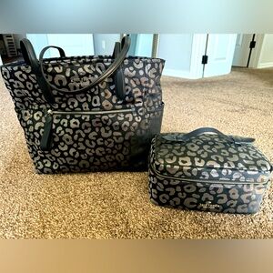 Kate Spade Tote and Travel Bag Set - Chelsea Black Leopard - NWT